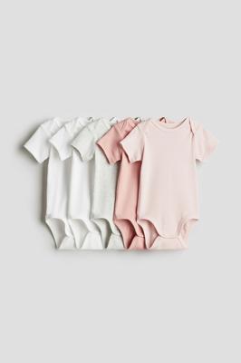 Light pink/light gray melange 5-pack Cotton Bodysuits for kids | H&M CA
