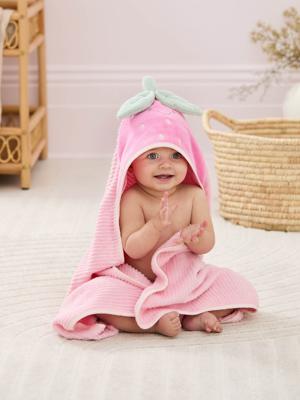 Pink Strawberry Character Hooded Towel | JoJo Maman Bébé