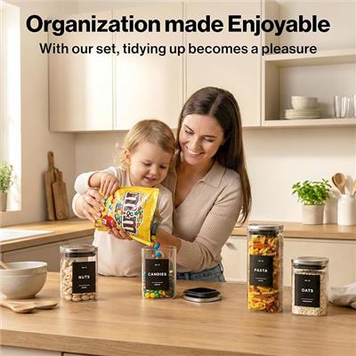 Amazon.com: EDELHAUS Square Glass Storage Containers with Stainless Steel Lids 12-Pack (4x 30 oz, 8x 17 oz) Glass Storage Jars with Lids for Food, Sta
