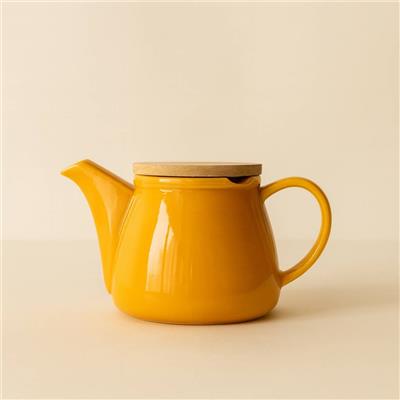 Anna yellow stoneware teapot