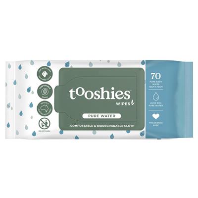 Tooshies Pure Water Baby Wipes 70 Pack | Baby Bunting AU