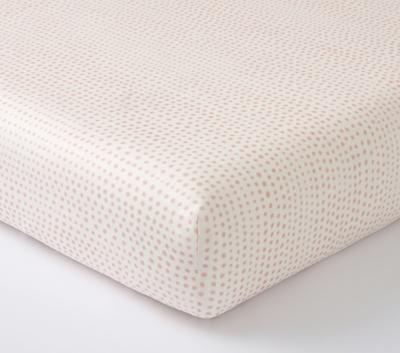 Organic Blush Falling Dot Modern Crib Sheet | Pottery Barn Kids
