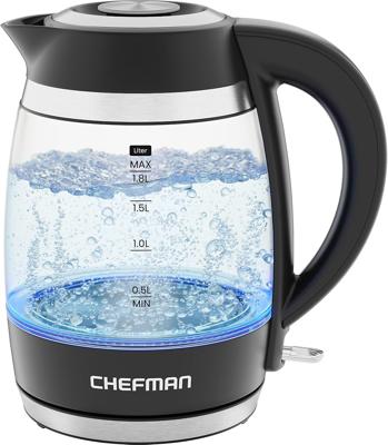 Amazon.com: Chefman Electric Kettle, 1.8L 1500W, Hot Water Boiler, Removable Lid for Easy Cleaning, Auto Shut Off, Boil-Dry Protection, Stainless Stee