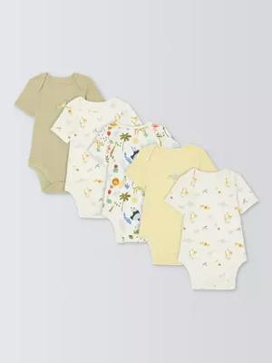 John Lewis Baby Safari Bodysuits, Pack of 5, Natural, 0-3 months