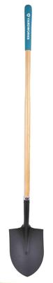 Yardworks Tempered Steel Round Point Long Handle Shovel, 62-In, Hardwood Shaft
