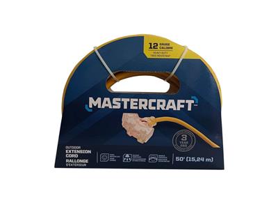 Mastercraft 12/3 Yellow Outdoor Extension Cord with 3 Grounded Outlets and Lighted End