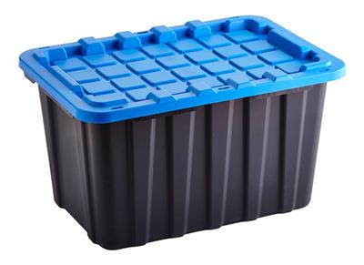 Mastercraft Heavy Duty Stackable Storage Box with Lid, 102-L, Black/Blue