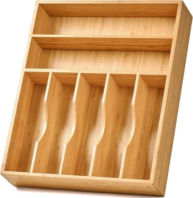 Amazon.com - Umilife Bamboo Kitchen Drawer Organizer, 13 Inch Silverware Utensil Tray Holder, Extra Deep Grooved Drawer Divider, 7 Slots Total Bamboo