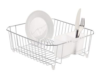 Type A Small Metal Dish Drying/Draining Rack For Kitchen, Chrome, 14.25 x 12.5 x 5-in