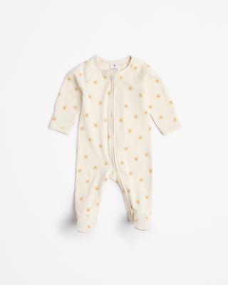 Baby Organic Cotton Print Zip Coverall - Cream Sun | Target Australia