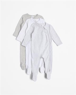 Baby Organic Cotton Print Zip Coveralls 3 Pack - Grey Marle | Target Australia