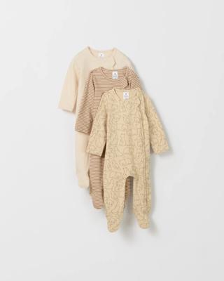 Organic Cotton 3 Pack Baby Zip Coverall | Target Australia