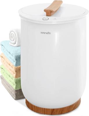 SereneLife Bucket-Towel Warmers, White Large-Towel Warmer for Spa and-Bathroom, Luxury-Towel Heater Gifts for Him & Her, Auto Shut-Off, Fits 2 large-B