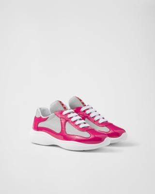 Peony Pink Prada Americas Cup biker fabric sneakers | PRADA - United States