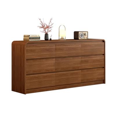 Messenya Modern 9 Drawer Dresser, 63-Inch Wood Chest of Drawers, Curved Anti-Collision Design, Mid-Century Storage Cabinet, Pre-Embedded Slots, Natura