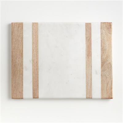 Wood and Marble Inlay Serving Board   Reviews | Crate & Barrel