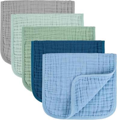 Amazon.com: MIGIOL Baby Burp Cloth 100% Cotton Newborn Cotton Muslin Burp Cloth 10x20 inches (Blue & Green 5 Pieces) : Baby