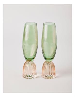 Vue Pastel Brights Champagne Flute Set of 2 in Green/Pink | MYER