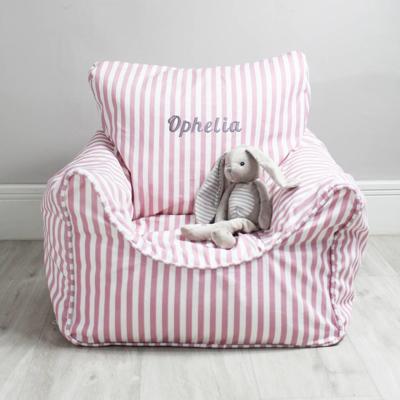 Personalised Childs Pink Stripe Bean Bag Chair By Lime Tree London