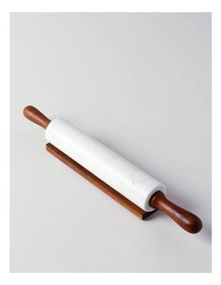 The Cooks Collective Marble Acacia Rolling Pin w Stand | MYER