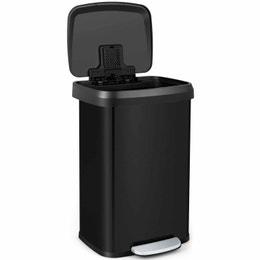 Shop Costway 50L Stainless Steel Trash Can Garbage Bin for Home Office w/Foot Pedal Lid & Deodorizer Compartment Black - Dick Smith
