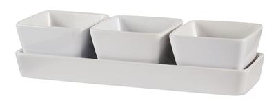 CANVAS Porcelain Reusable Serving Tray with Bowls, White, 12-in, 3-pk, for Christmas/Thanksgiving/Ne