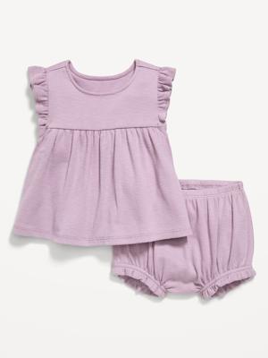 Ribbed Flutter-Sleeve Top and Shorts Set for Baby | Old Navy