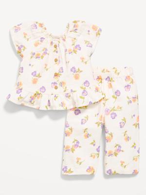 Flutter-Sleeve Top and Wide-Leg Pants Set for Baby | Old Navy