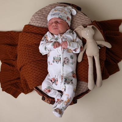 Diggers & Tractors Organic Baby Snuggle Sleepsuit Footie | Snuggle Hunny