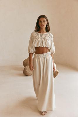 Beige Ruched A Line Maxi Astra Skirt – SABO