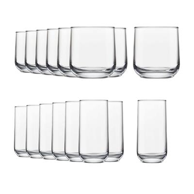 Libbey Ascent 16pc Tumbler Glassware Set, Dishwasher Safe, 8pc x 13.3-oz and 8pc x 16-oz