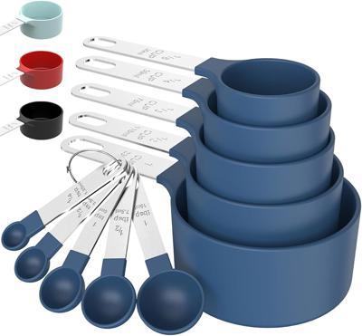 Amazon.com: TILUCK Measuring Cups & Spoons Set, Stackable Cups and Spoons, Nesting Measure Cups with Stainless Steel Handle, Kitchen Gadgets for Cooki