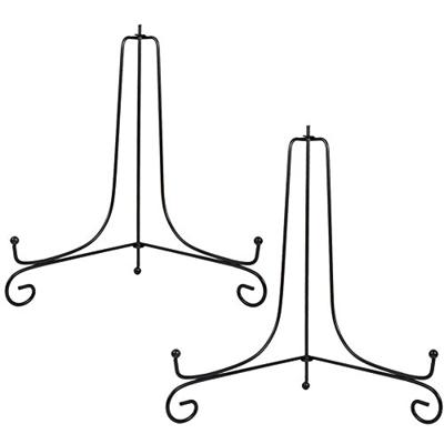 Tincogo (2 pack) Iron Display Stand, Black Iron Easel Plate Display Photo Holder Stand, Displays Picture Frames, Cookbooks, Decorative Plates, Tablets