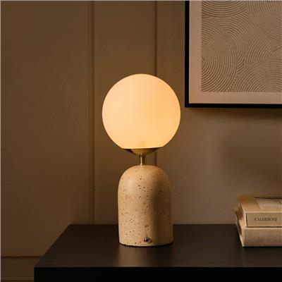 Kai Concrete with Opal Glass Rechargeable Wireless Table Lamp - Natura – DUSK