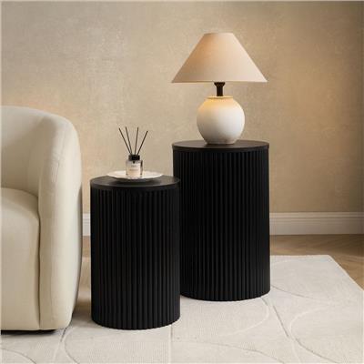 Hattie Round Pedestal Nesting Tables - Black – DUSK