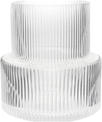 Large Glass Vase - Clear Ribbed Vase - Fluted Flower Vase for Modern Home Décor - Glass Vases for Centerpieces - Living Room, Dining Table, Shelf, Ent