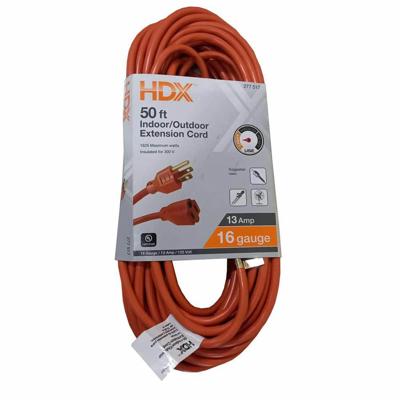 HDX 50 ft. 16/3 Light Duty Indoor/Outdoor Extension Cord, Orange HD#277-517 - The Home Depot