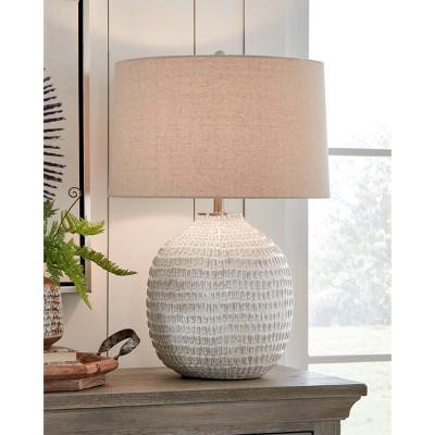 Jamon Ceramic Table Lamp Beige - Signature Design by Ashley: Glazed Texture, 3-Way Switch, UL Listed : Target