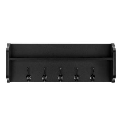 Danya B. 25 x 9 Entryway Floating Utility Wall Shelf with Hooks Black: Laminated MDF, Iron Hardware, Mid-Century Style : Target