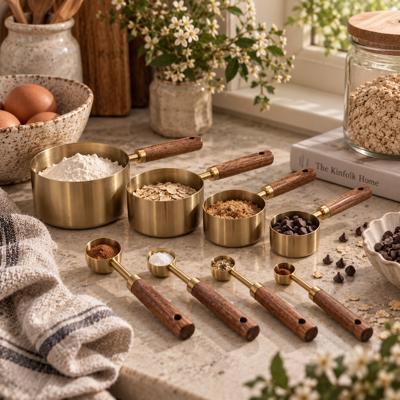 The Homestead 8pc Measuring Cup & Spoon Set ~ Heirloom Gold & Timber
 – Cobblestone Australia