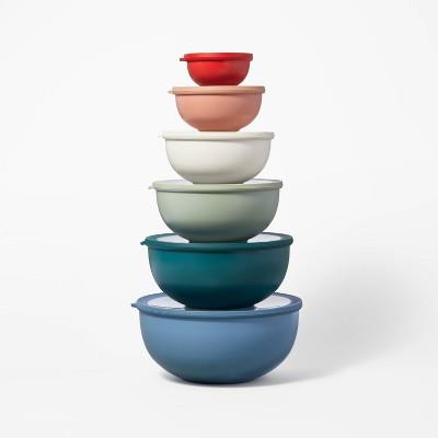 12pc (set of 6) Plastic Mixing Bowl Set with Lids - Figmint™: Nesting, Multicolor, Dishwasher & Microwave Safe : Target