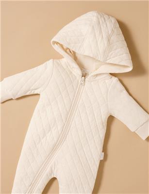 Cream Quilted Growsuit - Baby Growsuits - Purebaby - Purebaby
