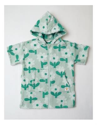 Jack & Milly Ginger Swim Hooded Daisy Jacquard Poncho in Sage | MYER