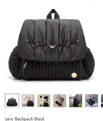 Levy Stylish Diaper Backpack - Black Herringbone