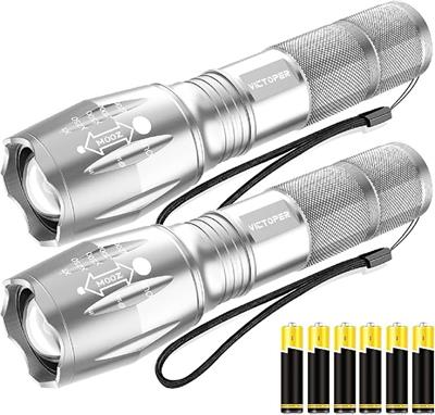 Victoper LED Flashlight 2 Pack, Bright Tactical Torch High Lumens with 5 Modes, Waterproof Zoomable Flash Light, Valentines Day Gifts for Men, Huntin