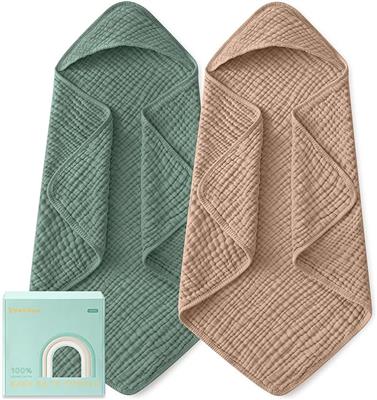 Amazon.com : Yoofoss Hooded Baby Towels for Newborn 2 Pack 100% Muslin Organic Cotton Baby Bath Towel with Hood for Babies, Infant, Toddler and Kids,