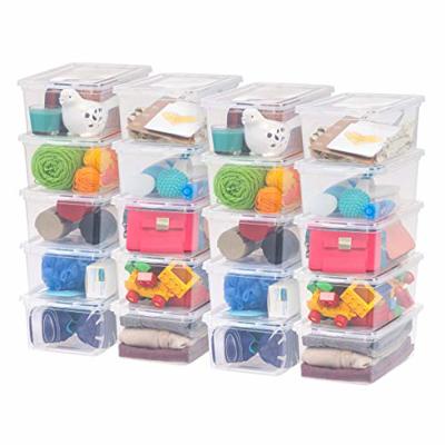 IRIS USA 20-Pack Storage Bins with Lids, 6 Quart, Shoe Boxes Clear Stackable Containers Organize Shoes Closet Shelves, Classroom Organization Teacher