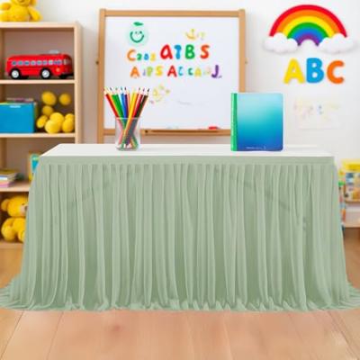Wokuaile 6FT Tulle Table Skirt for Teacher Desk Rectangular Ruffle Table Back to School Supplies for Kindergarten Preschool Middle School Classroom De