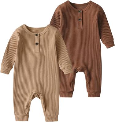 Tearfuty Newborn Baby Boy Girl Rompers Cotton One Piece Jumpsuit Long Sleeve Rompers（2 Pack） Brown & Khaki : Amazon.co.uk: Fashion