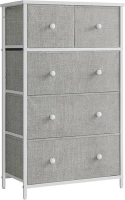 SONGMICS Chest of Drawers, Fabric 5-Drawer Storage Organiser Unit, Dresser, for Living Room, Hallway, Nursery, Light Grey and White LTS514L10 : Amazon